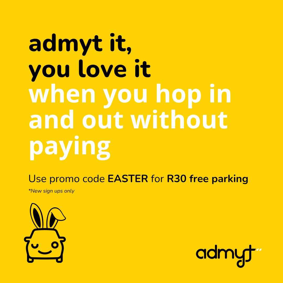 Sign up to @admyt and use promo code EASTER to get R30 FREE parking instantly.